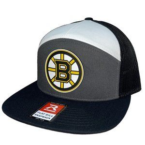 Boston Bruins 3D Snapback Seven-Panel Trucker Hat- Charcoal/ White/ Black